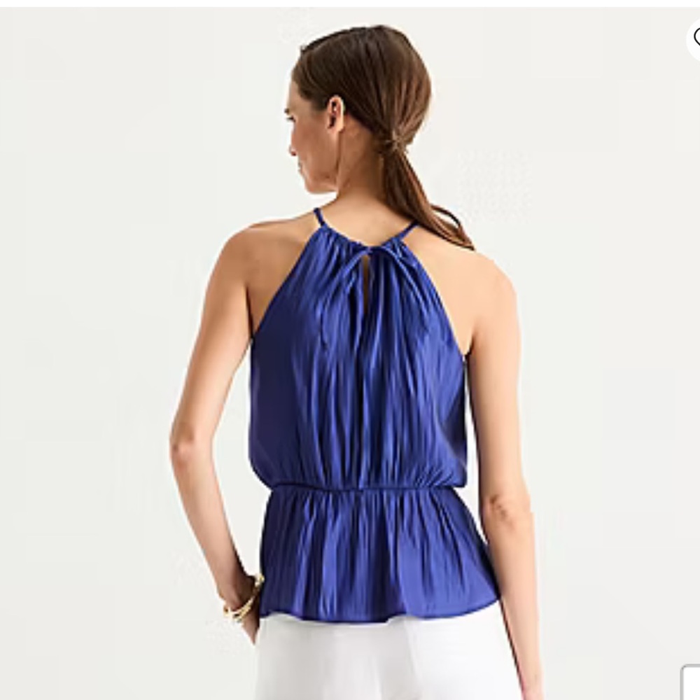 Worthington Womens Halter Neck Sleeveless Peplum Top